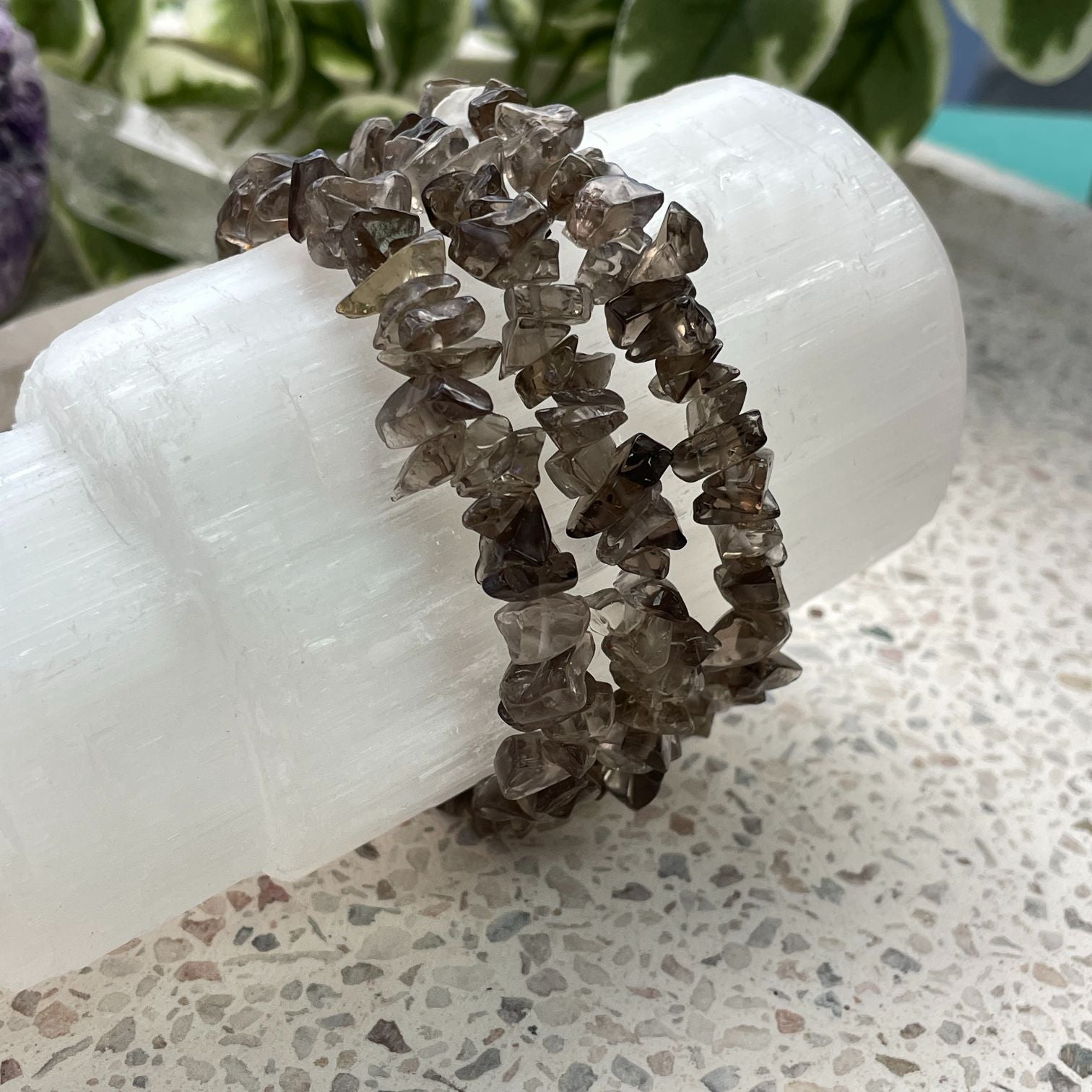 Smoky Quartz Chip Bracelet - Light Smoky Quartz Chip Bracelet - Light